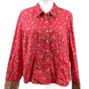 LIZ CLAIBORNE Paisley Boho Indie Vintage 90s Y2K Blouse XL
